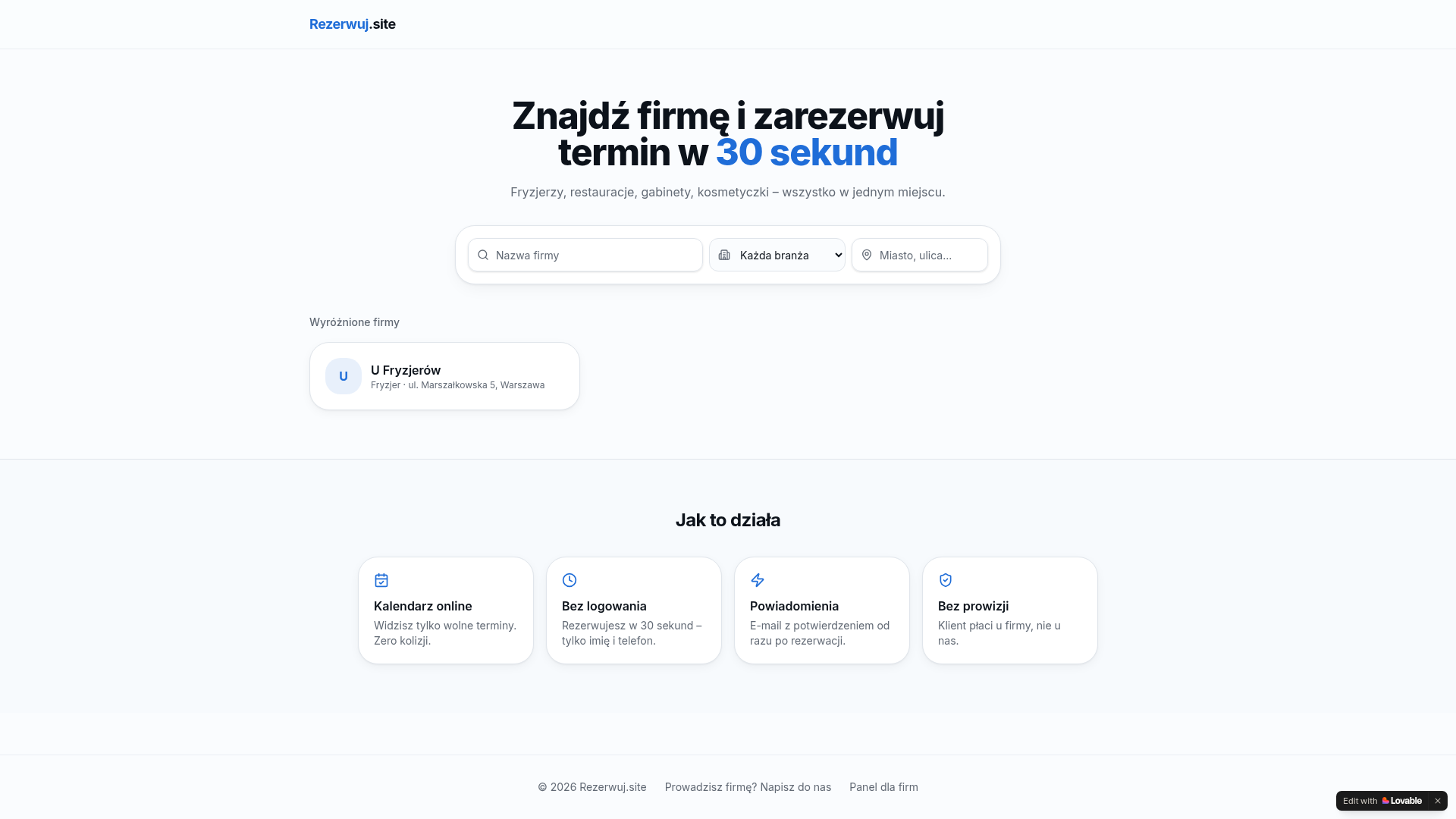 Screenshot aplikacji rezerwuj.site